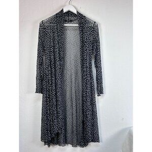 Comfy USA Polka Dot Sheer Long Open Cardigan Small Black Lightweight Duster